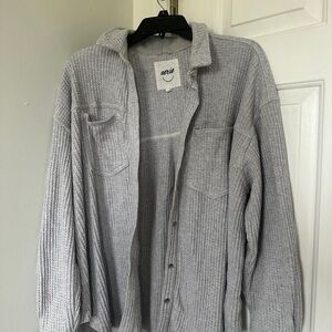 Aerie Gray Button-Up Shirt
